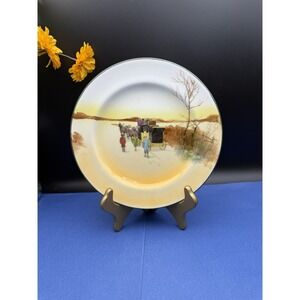 Royal Doulton Coaching Days 8" Salad Plate  Yellow Green Brown Antique